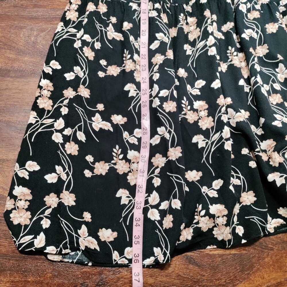Porter Grey Long Sleeve Pleated Floral Whimsy Prairie Midi Sundress Black/Pink M - Picture 11 of 11